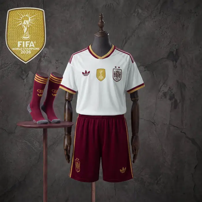 Espanha 2º Uniforme Kit Infantil · 2 Estrelas · 26/27 · Infantil